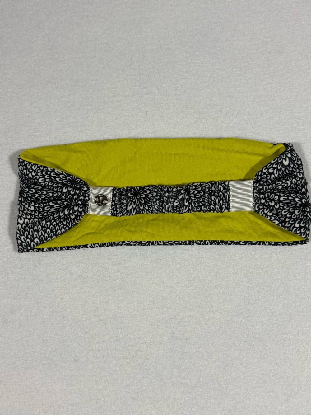 Lululemon Bang Buster Reversible Headband Black And White Print Citron Yoga